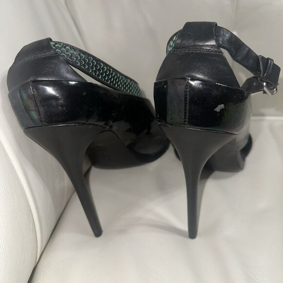 NEW L.A.M.B. Beverlee Stiletto Heel Peep Toe Strappy Turquoise Sz 10 NEW - Picture 6 of 8